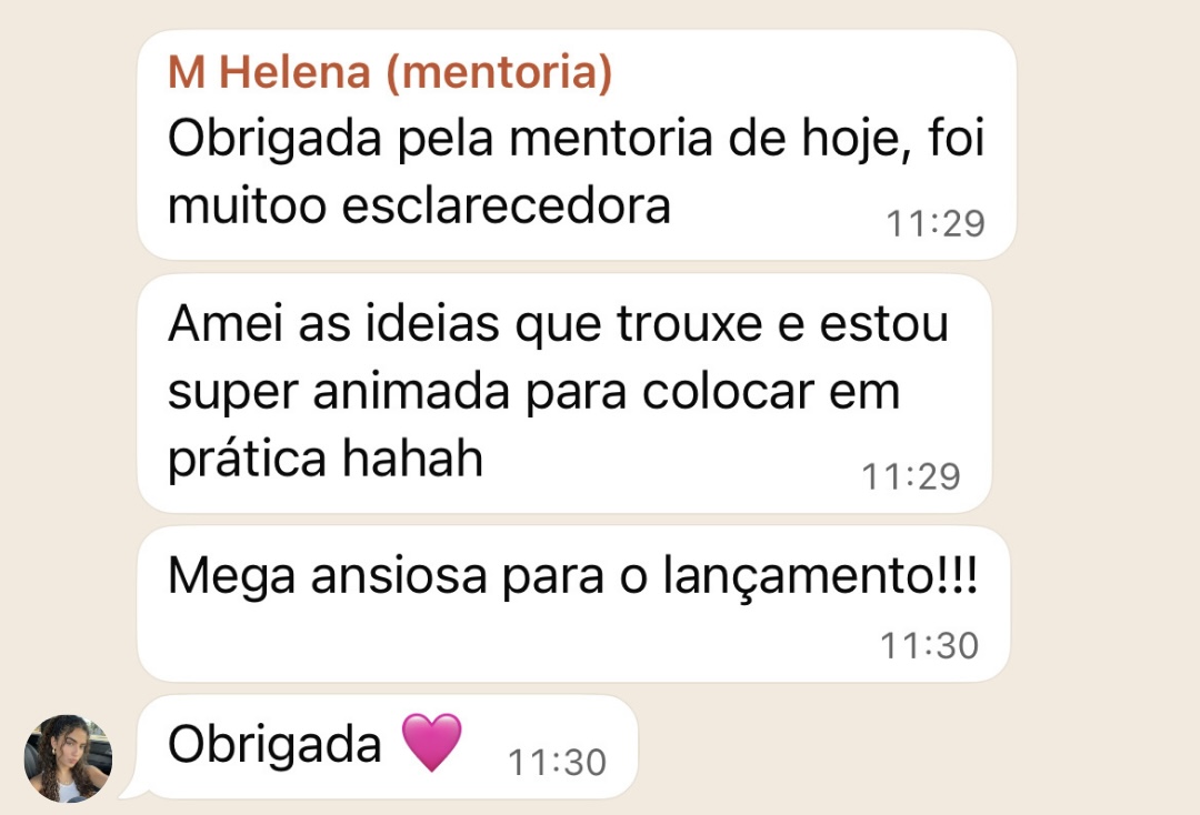 Depoimento de M. Helena sobre a mentoria Modare Lab